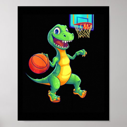 Speelse Dinosaurus Schets Speler Ontwerp Voor Kind Poster (Voorkant)