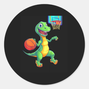 Speelse Dinosaurus Schets Speler Ontwerp Voor Kind Ronde Sticker