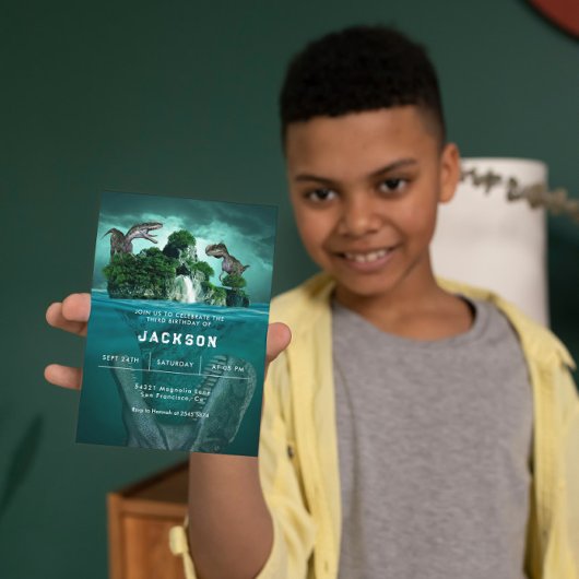 Speelse dinosaurus verjaardagsuitnodiging kaart