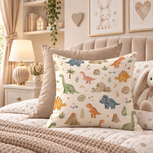 Speelse Dinosaurus Vrienden Aardse Decor Worp Kuss Kussen