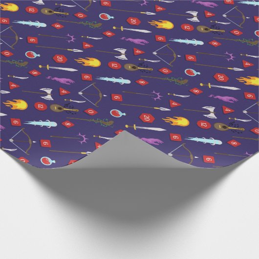 Speelse DnD RPG Patroon Cadeaupapier (Hoek)