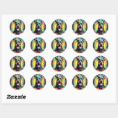 Speelse Doberman Pinscher Ronde Sticker (Vel)