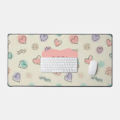 Speelse doedels van harten, Stippen en Wavy Lines Bureaumat (Keyboard & Muis)