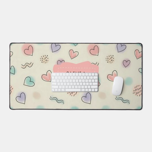 Speelse doedels van harten, Stippen en Wavy Lines Bureaumat (Keyboard & Muis)