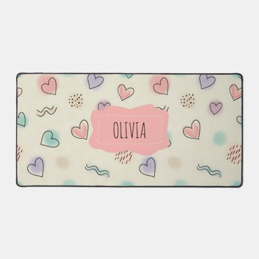 Speelse doedels van harten, Stippen en Wavy Lines Bureaumat (Voorkant)