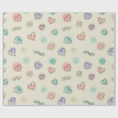 Speelse doedels van harten, Stippen en Wavy Lines Cadeaupapier (Vlak)