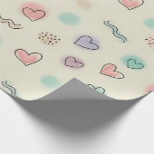 Speelse doedels van harten, Stippen en Wavy Lines Cadeaupapier (Hoek)