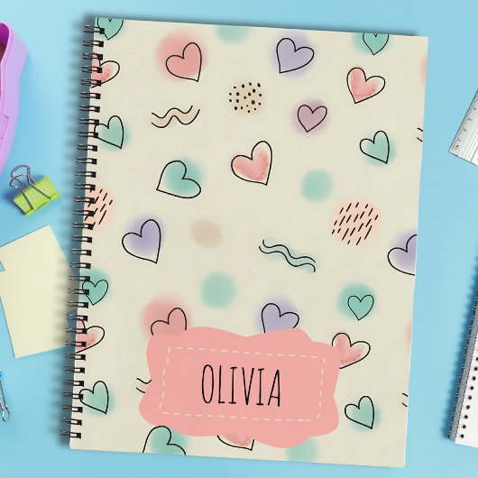 Speelse doedels van harten, Stippen en Wavy Lines Notitieboek