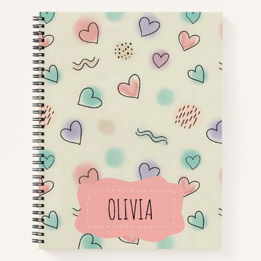 Speelse doedels van harten, Stippen en Wavy Lines Notitieboek (Voorkant)