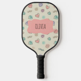 Speelse doedels van harten, Stippen en Wavy Lines Pickleball Paddle