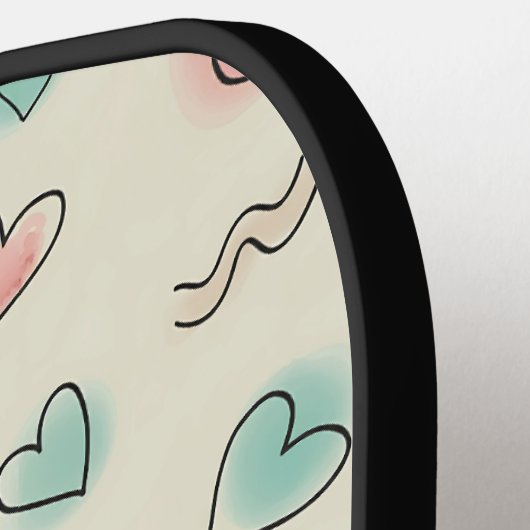 Speelse doedels van harten, Stippen en Wavy Lines Pickleball Paddle (Links Detail)