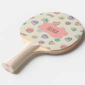 Speelse doedels van harten, Stippen en Wavy Lines Tafeltennisbatje (Voorkant Gekanteld)