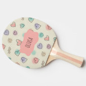 Speelse doedels van harten, Stippen en Wavy Lines Tafeltennisbatje (Zijkant)