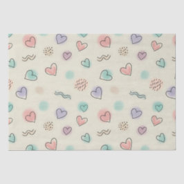 Speelse doedels van harten, Stippen en Wavy Lines Tissuepapier