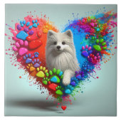 Speelse Dog Paw Print Tegel Tegeltje (Voorkant)