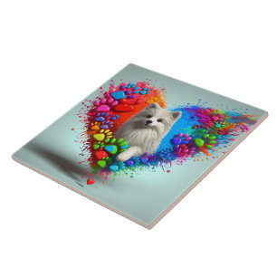 Speelse Dog Paw Print Tegel Tegeltje