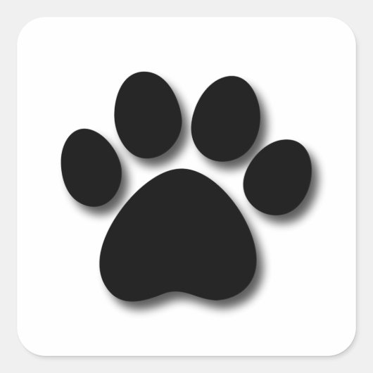 Speelse Dog Paw Print voor Hondenliefhebber ZWART Vierkante Sticker (Voorkant)