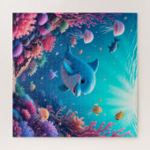 Speelse dolfijn en kleurrijk zeeleven legpuzzel (Horizontaal)