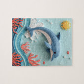 Speelse Dolfijn Papier Kunst Sprong Legpuzzel (Horizontaal)