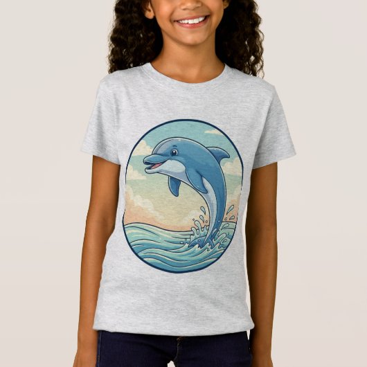 Speelse dolfijn springt over de golven t-shirt (Voorkant)