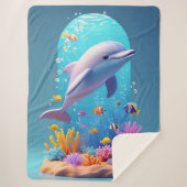 Speelse dolfijn temidden van kleurrijke tropische sherpa deken (Voorkant)