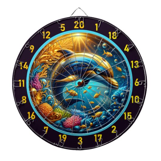 Speelse Dolfijnen Dartbord: Game Room Star Dartbord (Voorkant)