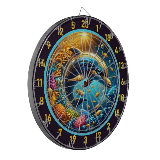 Speelse Dolfijnen Dartbord: Game Room Star Dartbord (Voorkant Links)