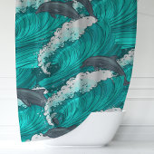 Speelse dolfijnen en oceaangolven douchegordijn