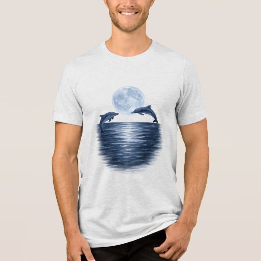 Speelse dolfijnen in het maanlicht Tri-Blend shirt (Voorkant)