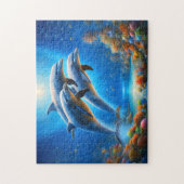 Speelse Dolfijnen Levendig Onderwater Oceaanscène Legpuzzel (Verticaal)
