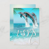 SPEELSE DOLFIJNEN TROPISCHE OCEAAN RSVP Bruiloft (Voorkant / Achterkant)