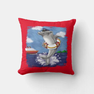 Speelse dolfijnkapitein - Leuk nautisch avontuur Kussen