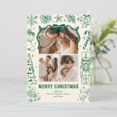 Speelse Doodle 3 Foto Kerstmis Feestdagenkaart (Staand voorkant)