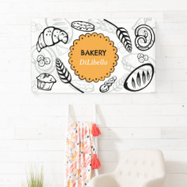 Speelse Doodle Brood Illustraties Bakkerij Spandoek