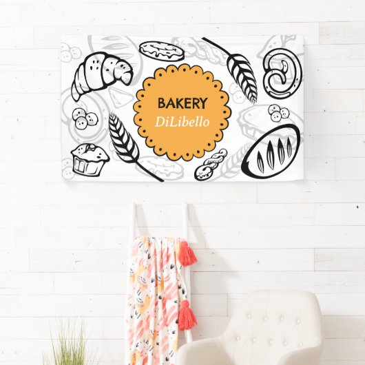 Speelse Doodle Brood Illustraties Bakkerij Spandoek (Insitu)
