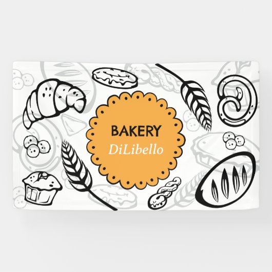 Speelse Doodle Brood Illustraties Bakkerij Spandoek (Horizontaal)