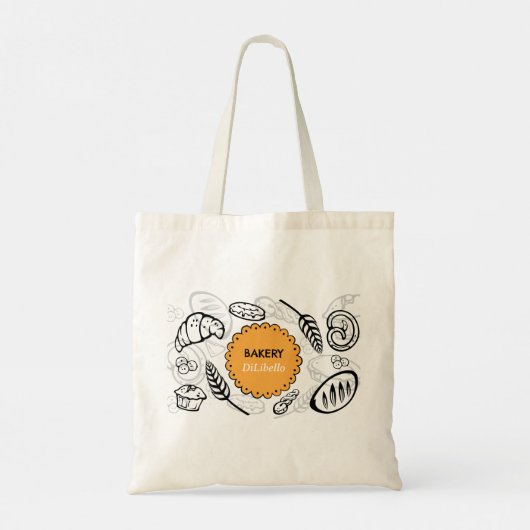 Speelse Doodle Brood Illustraties Bakkerij Tote Bag (Achterkant)