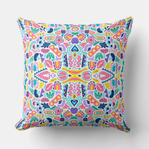 Speelse Doodle Kleurrijk Abstract Patroonontwerp Kussen