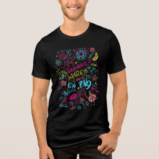Speelse Doodle Streetwear T-shirt – Neon Retro Sti