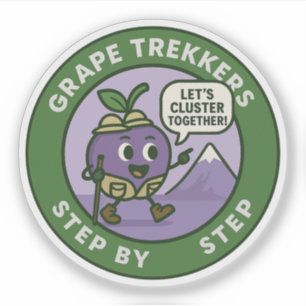 Speelse Druiven Wandelaar Trail Vriendschap Sticker