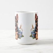 Speelse Duitse Herder Puppy met bloemen Koffiemok (Center)