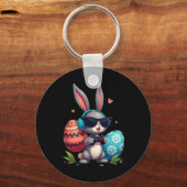 Speelse Easter Bunny Gaming Hoofdtelefoon en kleur Sleutelhanger (Voorkant)