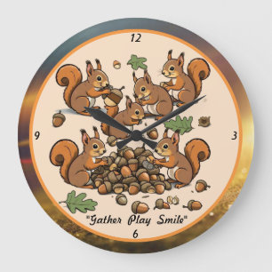 Speelse Eekhoorn Acorn Scene Grote Klok