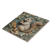 Speelse Eekhoorn met Acorn Faux Relief Tegeltje (Zijkant)