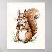 Speelse Eekhoorn Woodland Nursery Poster (Voorkant)