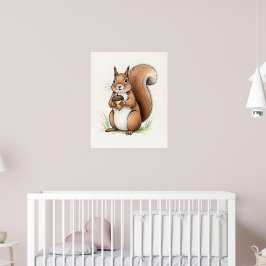 Speelse Eekhoorn Woodland Nursery Poster