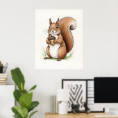 Speelse Eekhoorn Woodland Nursery Poster (Thuiskantoor)