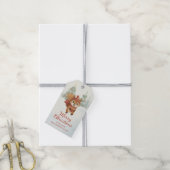 Speelse eekhoorns in besneeuwd winterwoud cadeaulabel (Met Touw)