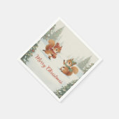 Speelse eekhoorns in het kerst-winterbos servet (Hoek)