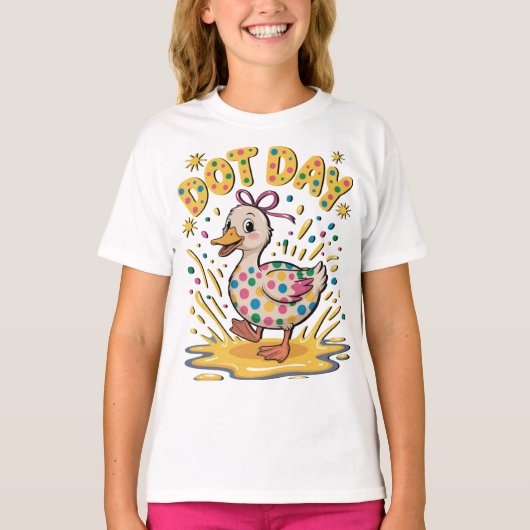 Speelse Eend Stip Dag Kinder T-Shirt – Speels Polk (Voorkant)